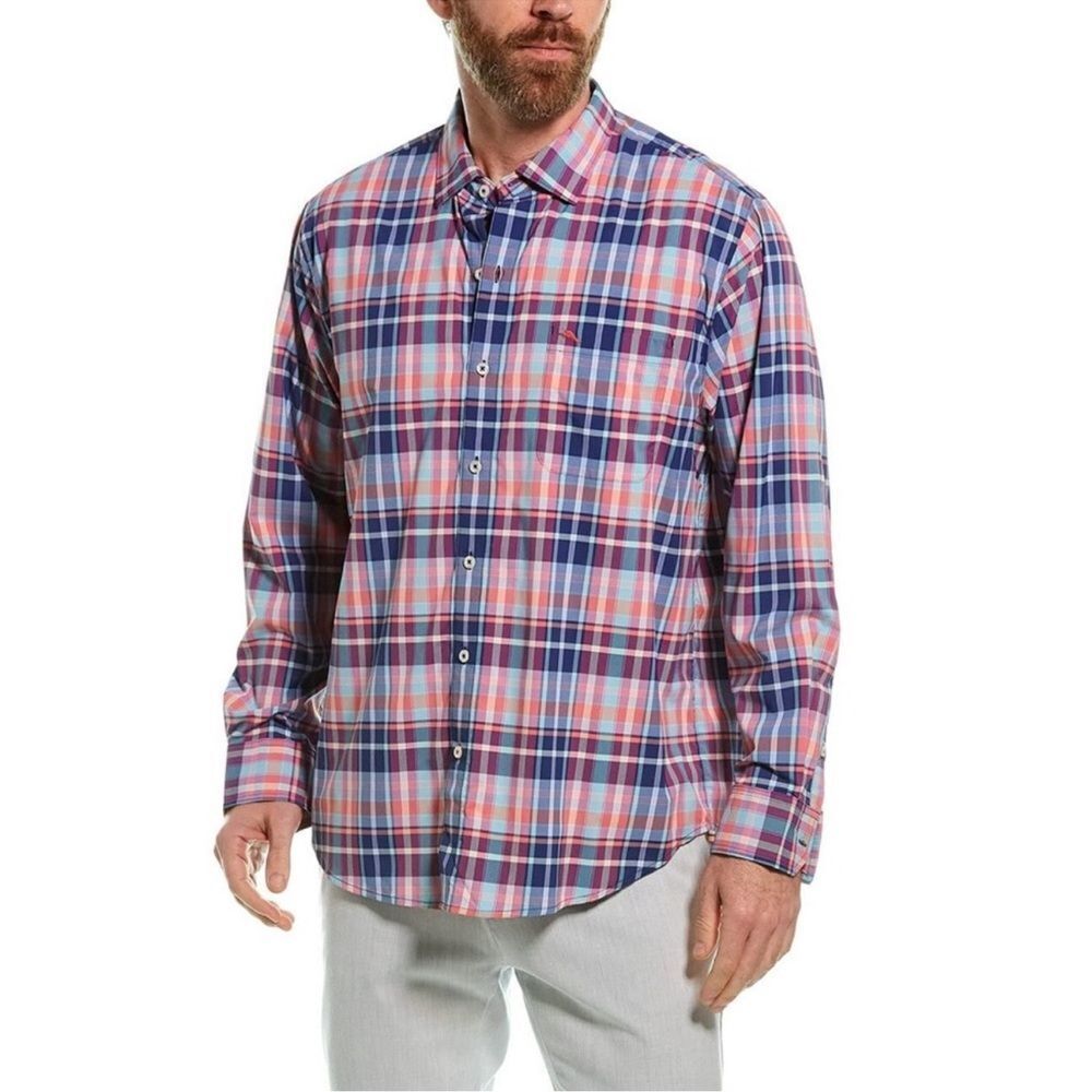 TOMMY BAHAMA Siesta Key Melbourne Madras Plaid Stretch Button-UpShirt Men’s 3XLB